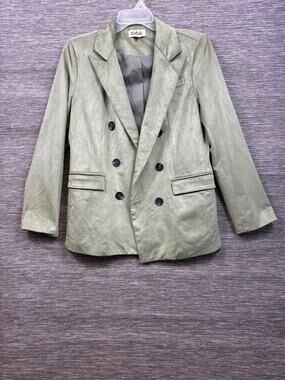 Article Blazer Womens M Green Double Breasted Stretch Woven Lined Jacket Office